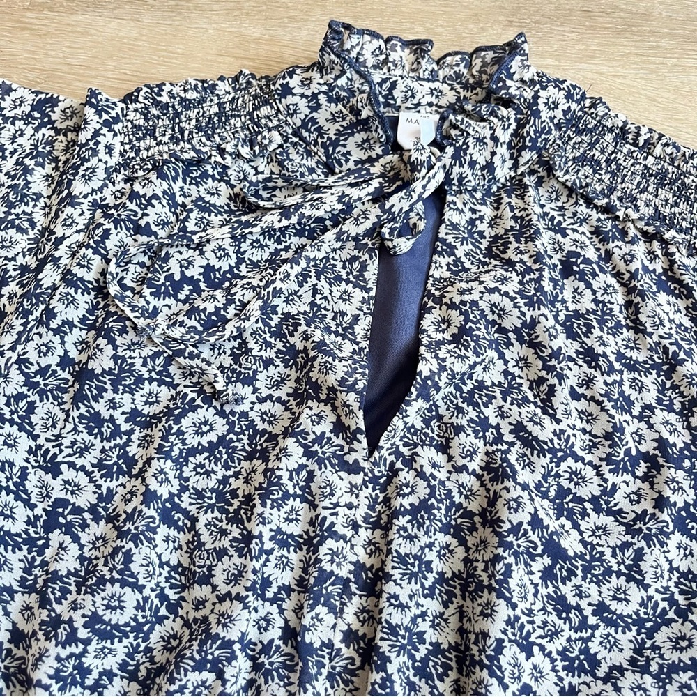 Melrose & Market Floral Midi Dress Wedding Guest Small Flutter Sleeve Tiered S - Picture 8 of 10